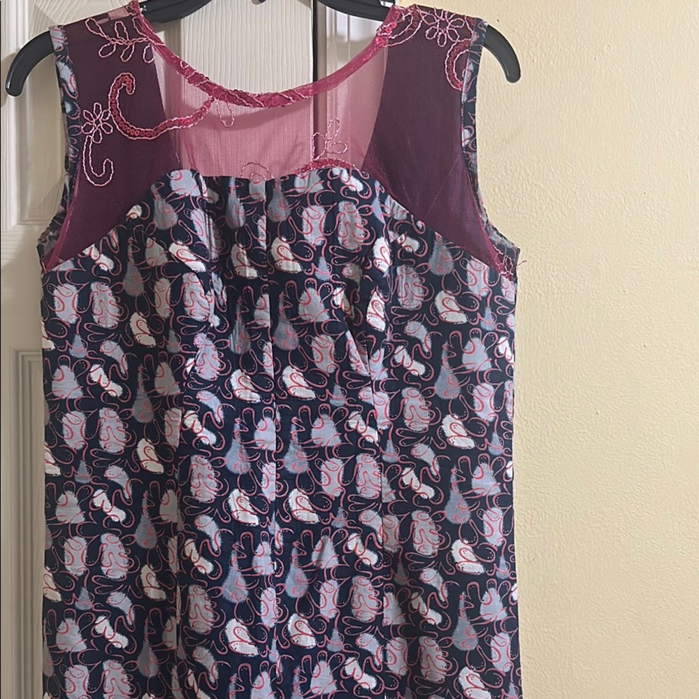 Formal African Dress - Pink and Purple Sleeveless Maxi Dress with sheer Details